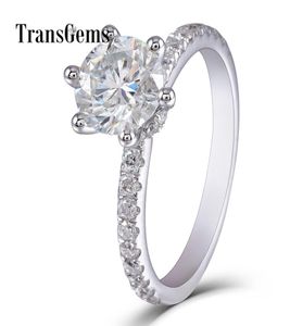 15 Carat Solitare Engagement Ring 14k 585 White Gold 75mm F Color Moissanite Center Stone With Accents Transgem Y190612039796131