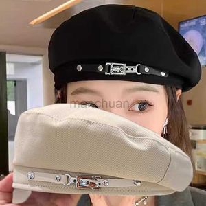 6BHZ BETS Новая французская металлическая пряжка для бретки Beret Hat Womens Лето-матч британские ретро-художники шляпы Berets Octagonal для женщин D24418