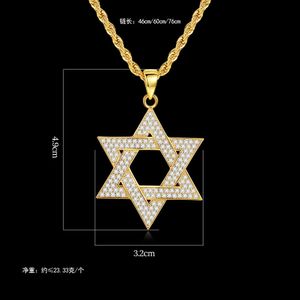 Designer halsband Tianmi Pendant Mens Product med herrtillbehör Personligt hiphophalsband Hexagonal Star Zircon-halsband