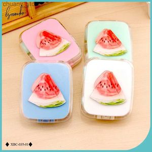 Sunglasses Cases Lymouko New Style Cute Watermelon for Women Eyewear Accessories with Mirror Contact Lens Case Plastic Lenses Box Y240416