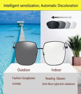 Óculos de sol Big Square Filter Computer Computer Glasses para bloquear o olho de olho de luz azul transição de falha de olho de olho Pochromic Women Menung7208070