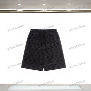 xinxinbuy 2024 män kvinnor designer shorts flocking bokstäver kort svart vit brun grå blå brun xs-l ny