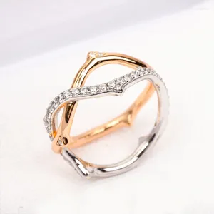 Cluster Rings Summer High Quality Pure 925 Sterling Silver Jewelry Ladies Two-tone Cross Exquisite Ring Party Accessories