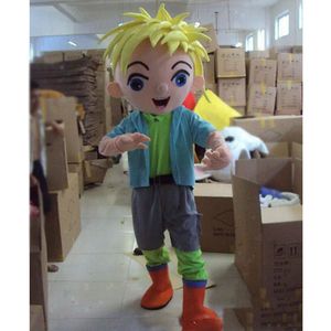 2024 Vendas quentes Hair Yellow Boy Mascot Costume Terno Halloween Party Game Dress Roupet Desempenho Desempenho Promoção de vendas