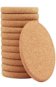 100pcs Cork Coasters Okrągły krawędź 1001005 mm Maty podkładki drewniane korkcoaster 101005 cm roślina drewniana Coasterabsorbent corked mata BAR4551870