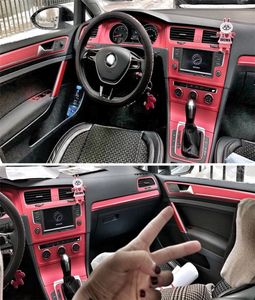 Interior Sport Red Carbon Fiber Protection Stickers Decals Fibra Styling Auto Car Styling para VW Golf 7 Mk7 GTI Acessórios2874278
