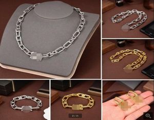 Titanium steel Great B letter Thick chain necklace female exaggerated temperament retro glamorous earrings women Punk 18K gold pla9387610