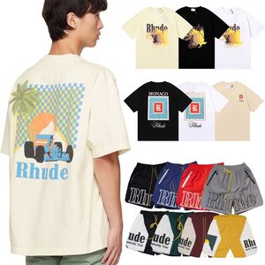 RHude T -Shirt Kurzärmelde Designer Herren Hemden Rhude Shorts Pant Women Jogbants Hight Quality Hemd Kleidung Sommer Strand Tees Luxus Baumwollbrief Druck Tops