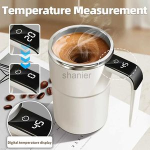 Mugs Automatic Self Stirring Mug 304 Stainless Steel with LCD Screen Display Coffee Milk Juice Mixing Cup Smart Thermal Cups 240417
