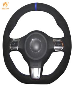 Mewant Black Suede Car Steering hjulskydd för Golf 6 GTI MK6 VW Scirocco R Polo GTI9883488