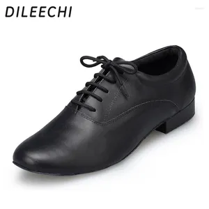 Dance Shoes DILEECHI Men's Modern Genuine Leather Sole Ballroom Salsa For Men Jazz Black Low Heel 2.5cm