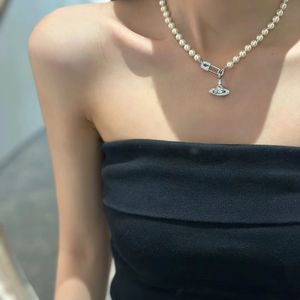 Saturn zakrzywiony naszyjnik z koralikami Diamond Diamond Naszyjnik tenisowy Kobieta Srebrne łańcuchy