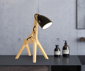 Trä giraff bordslampor härlig tecknad trä girafe skrivbord lampa för barn sovrum sovrum ljus studie rum läsning lamp182j7465772