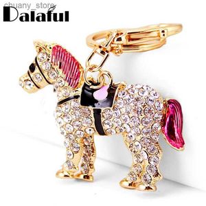 Keychains Lanyards Unique Crystal Horse Rhinestone Metal Key Chains Holder HandBag Pendant Fashion Keyrings Keychains For Car Best Gift K241 Y240417