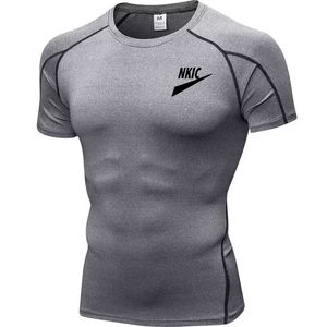 Erkekler Sıkıştırma Marka Logosu Siyah Tişört Fitness Sıkı Kısa Kollu Spor Tshirt Eğitim Jogging Shirt Salon Spor giyim