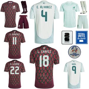 Squadra nazionale Messico 10 Santos Soccer Jersey Man Kids 24-25 Copa America 16 Herrera 11 Vela Vega Cordova Guardad Romo Gimenez Jimenez Raul Kit di camicia da calcio