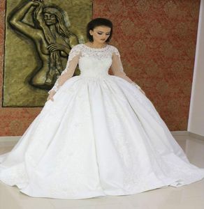 2020 abiti da sposa eleganti abiti da spalla a maniche lunghe a maniche lunghe in pizzo in pizzo da giardino applicato abiti da sposa da sposa abiti de Mari7525940