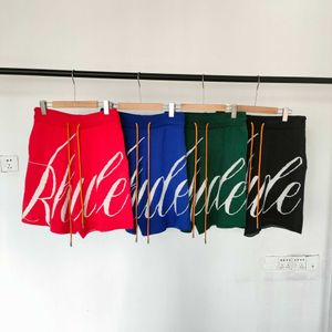 Outono e inverno Novo letra Rhude Jacquard Drawstring tricô de lã casual shorts soltos calças de rua High Street