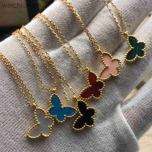 Luxury Top Grade Vancellelfe Brand Designer Necklace Little Farterfly Necklace Seiko Edition tjock guldplätering 18K Natural High Quality Jeweliry Gift