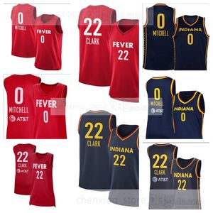 Jersey de basquete juvenil dos homens unissex 0 Kelsey Mitchell 22 Caitlin Clark Red Navy