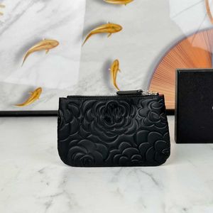 Camellia Wallet Designer Woman Purse本物の革のコインポーチ最高品質のキャビアウォレットソフトシープスキンポケットオーガナイザージップウォレット