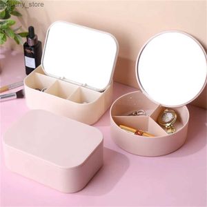 Accessories Packaging Organizers Plastics Jewelry Storage Box with Mirror Travel Portable Multifunctional Earrings Necklace Ring Jewelry Orga Y240423 XIPL