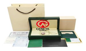 Relógios Caixas Top Luxury Watch Green Box Papers Gift Leather Bag Card 0.8kg para acessórios Casos4842458