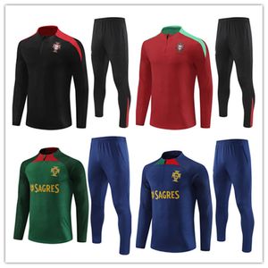 22 23 24 Portugal Joao Felix Soccer Jerseys Treining Suit Ruben Neves Bruno Ronaldo Fernandes Portugieser 2022 Portugal Tracksuit Men Kit Sets