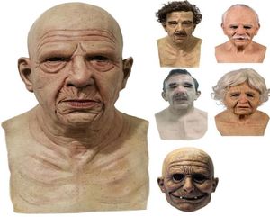 Máscaras de festa Old Man Scary Mask Cosplay Full Head Latex Halloween Horror Masquerade Captante de Capfeta3865442