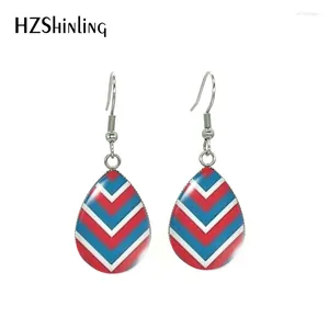 Dangle Earrings 2024 Teardrop Hoop Stripe Wave Art Painting Hook Glass Cabochonステンレス鋼ジュエリー