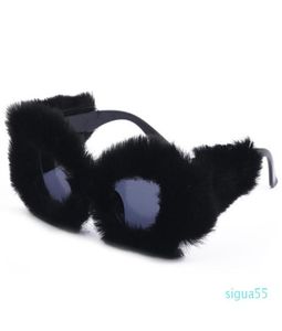 Sunglasses Fuzzy Cat Eye Women Black Brand Designer Oversized Sun Glasses Female Funny Party Eyewear Fashion Accessories2975323