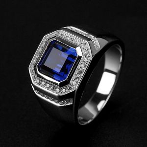 2024 Choucong Brand Wedding Ournings Luksusowa biżuteria Elegancka 925 srebrny niebieski szafir szmaragdowy cz diamentowy zespół zaręczynowy Pierścień dla mężczyzn Women Prezent