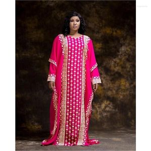 エスニック服ピンクモロッコドバイカフタンファラシャアフリカンアバヤドレス非常に豪華な長いガウンファッショントレンド