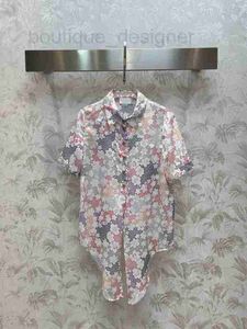 Bloups feminina camisas designers feminino Padrão de flores arco e 2024 blusa de manga longa colar de manga comprida