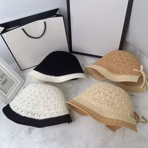 Womens Designer Hats Fashion Elegant Hollow Woven Caps Summer UV-Anti Outdoor Beach Sunhats Women Wide Brim Hat
