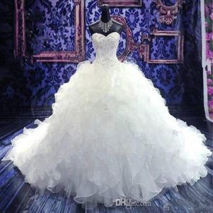 Luxury Beaded Embroidery Bridal Gown Princess Gown Sweetheart Corset Organza CathedralChurch Ball Gown Wedding Dresses Cheap6920793