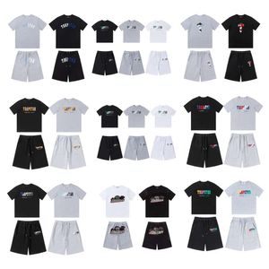 Toppdesigner för män T-shirts Summer Trapstar Rainbow Gradient Letter Brodery T-shirt Sport Kort ärm Shorts Set