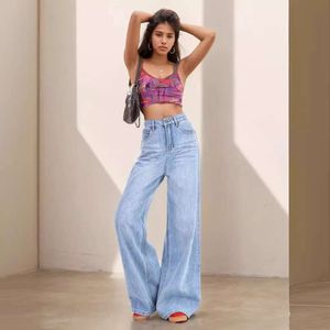 Sagging Feeling Pants High midja Loose Casual Wide Leg Pants New Straight Ben Jeans Womens Jeans