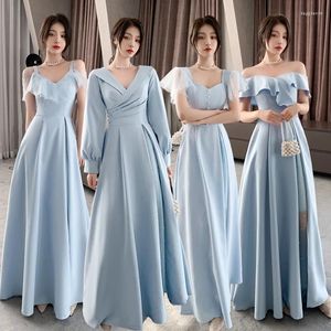 Party Dresses SkyBlue Long Sweat Lady Girl Women Brides Tärning Prom Dress Performance Gown