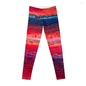 Active Pants Abstract Art - Acrylic Pour Fluid Sunset Leggings Sport Gym Clothing Push Up Legging Womens
