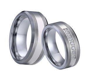 Top -Qualität Liebe Allianzen Tungsten Carbide Schmuck CZ Eheringe Set für Paare Männer und Frauen Geschenke Silber Farbe No Rust4352948