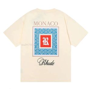 Designer Tshirt Rhude Mens Camiseta Designer de moda casual Manga curta Europa America Mulheres Mulheres redondas pesco