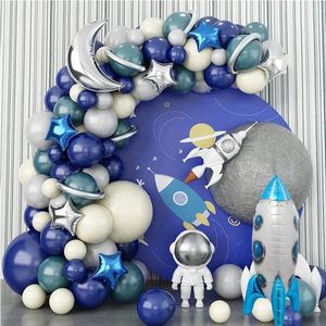 Roket Dış Uzay Teması Lateks Balon Çelenk Kemeri Kit Balon Mutlu Yıllar Partisi Balonları Erkek Dekorasyon Yıldönümü Globos 240417