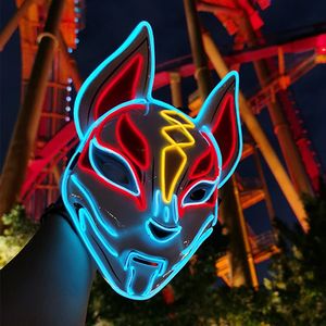 Chegada LED Luminous Cosplay Anime Mask Neon Light Up Fox Mask Halloween Party Máscara de Carnival Party Máscara 240417