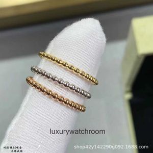 High End designer rings for vancleff Bean Round Bead Edge Ring 925 Thick Plated Rose Gold 18k Stacked Couple Ring Light Luxury Style Original 1:1 With Real Logo