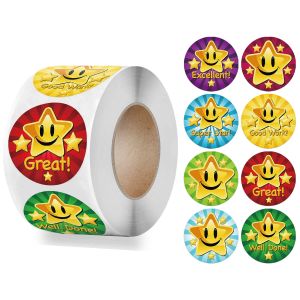 50-500pcs Children Reward Stickers Creative School Supplies Reward Cute Star Sticker 2.5cm Circle Kids Toy Stickers