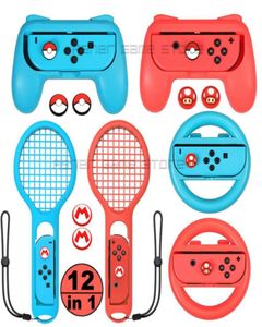 In 1 NintendoSwitch Accessories 2 Steering Wheel Tennis Racket Handle Grip 6 Cover For Nitendo Switch Joy Con Controller Game Cont4159309