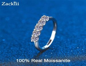 3mm Sterling Silver 05ct Half Wedding Band Ring for Women 5 Stone Round Brilliant Cut Engagement Ring Set 2208135069299