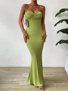 2024 Neues Modedesign Damen Kleid lang schlanker, ärmellose BH Elegante Multi -Farb -Hauptförderung Green 240415