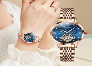 Armbandsur lyxiga mode kvinnor titta på japan mekanisk rörelse armbandsur super lysande månfas vattentäta klockor för ladi3728456